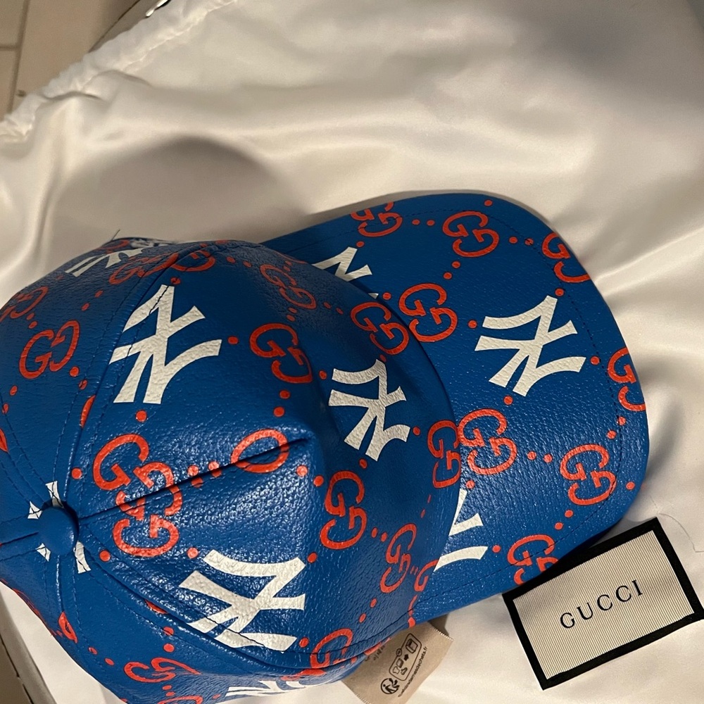NWT-Gucci Unisex Blue Yankees GG Baseball Hat/Cap - Picture 9 of 11